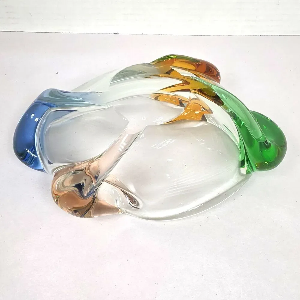 Vintage Czech Art Glass Vase by Frantisek Zemek Mid-century glass trinket bowl